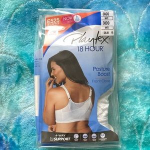 NWT Playtex 38DD 18 Hour Back Posture Boost Front Close Bra E525 White